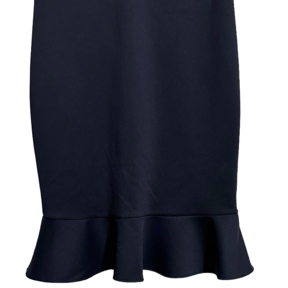 Donna Karan Navy Ruffle Bottom V-Neck Sleeveless Zipper Cocktail Party Dress 14 - Picture 10 of 11